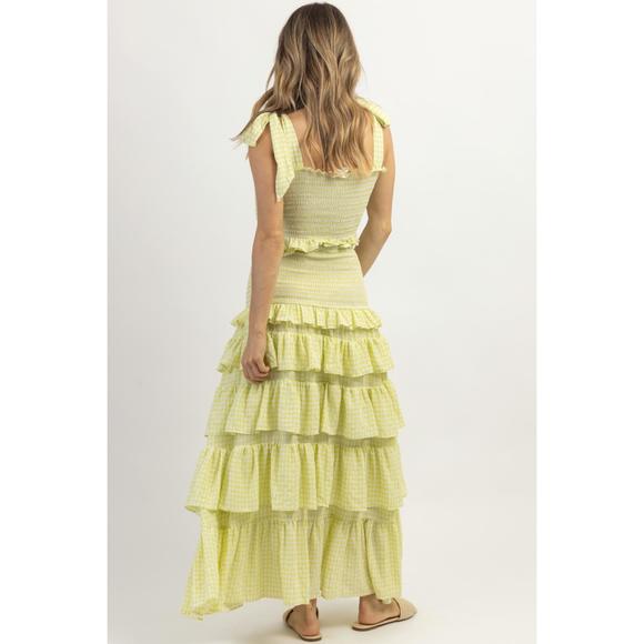 NEW MABLE charm smocked maxi skirt set in lime - Picture 5 of 5